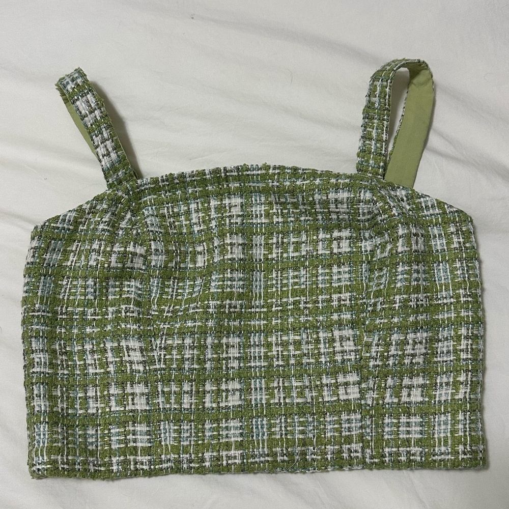 Lucy Paris Cher Tweed Tank in Green